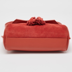 Longchamp Brick Red Suede and Leather Penelope Crossbody Bag