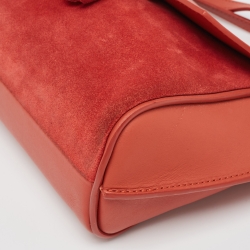 Longchamp Brick Red Suede and Leather Penelope Crossbody Bag