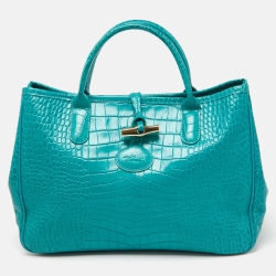 Croc Embossed Leather Roseau