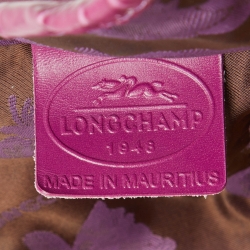Pre Owned Longchamp Purple Croc Embossed Leather Roseau Tote