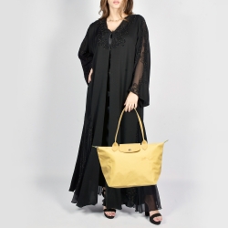 Pre Owned Longchamp Yellow Nylon and Leather Le Pliage Tote