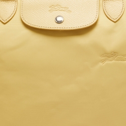 Pre Owned Longchamp Yellow Nylon and Leather Le Pliage Tote