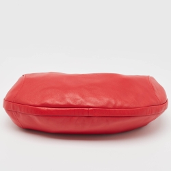 Longchamp Red Leather Ring Handle Hobo 
