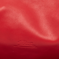 Longchamp Red Leather Ring Handle Hobo 