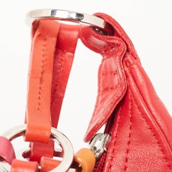 Longchamp Red Leather Ring Handle Hobo 