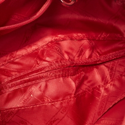 Longchamp Red Leather Ring Handle Hobo 
