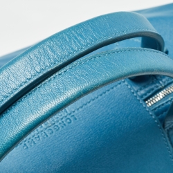 Pre Owned Longchamp Blue Leather Le Pliage Cuir Tote
