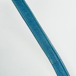 Pre Owned Longchamp Blue Leather Le Pliage Cuir Tote