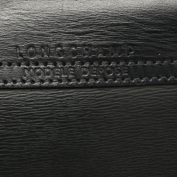 Pre Owned Longchamp Black Leather Medium Le Pliage Tote