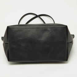 Pre Owned Longchamp Black Leather Medium Le Pliage Tote