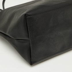 Pre Owned Longchamp Black Leather Medium Le Pliage Tote