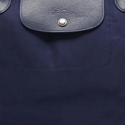 Pre Owned Longchamp Dark Blue Nylon Medium Le Pliage Tote