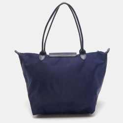 Pre Owned Longchamp Dark Blue Nylon Medium Le Pliage Tote