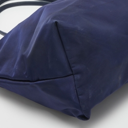 Pre Owned Longchamp Dark Blue Nylon Medium Le Pliage Tote