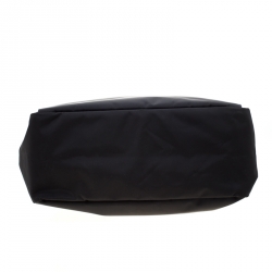 Pre Owned Longchamp Black/Brown Nylon and Leather Le Pliage Travel Bag 