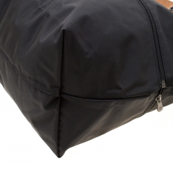 Pre Owned Longchamp Black/Brown Nylon and Leather Le Pliage Expandable Travel Bag