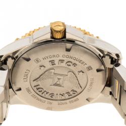 Longines White Yellow Gold Plated Steel and Stainless Steel Hydro Conquest Women's Wristwatch 30 mm