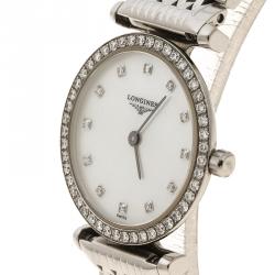 Pre Owned Longines White Mother of Pearl Stainless Steel La Grande Classique de Longines Women's Wristwatch 24 mm