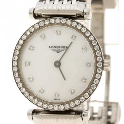 Pre Owned Longines White Mother of Pearl Stainless Steel La Grande Classique de Longines Women's Wristwatch 24 mm