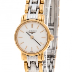 Longines White Gold Plated Stainless Steel Plaisance L4.219.2 Women's Wristwatch 20 mm