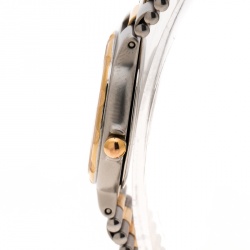 Pre Owned Longines White Two-Tone Stainless Steel Conquest 152-4937 Women's Wristwatch 24 mm