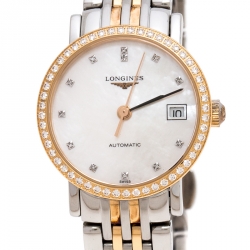 Pre Owned Longines Mother of Pearl 18K Rose Gold Stainless Steel Elegant Collection L4.309.5 Women's Wristwatch 25.50 mm