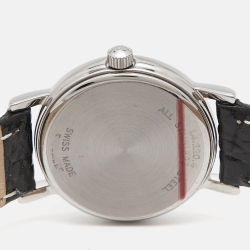 Pre Owned Longines White Stainless Steel Leather Presence L4.220.4.11.2 Women's Wristwatch 23.5 mm