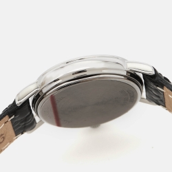 Pre Owned Longines White Stainless Steel Leather Presence L4.220.4.11.2 Women's Wristwatch 23.5 mm