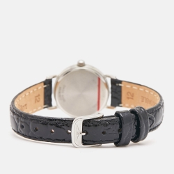 Pre Owned Longines White Stainless Steel Leather Presence L4.220.4.11.2 Women's Wristwatch 23.5 mm