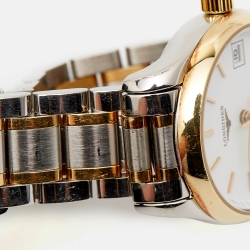 Pre Owned Longines White 18k Yellow Gold Stainless Steel Master Collection   L2.128.5.12.7 Women's Wristwatch 25.5 mm