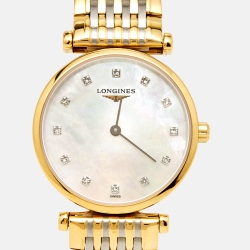 Pre Owned Longines Mother of Pearl Diamond Two Tone Stainless Steel La Grande Classique L4.209.2.87.7  Women's Wristwatch 24 mm 