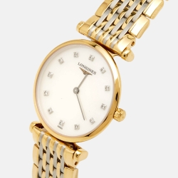Pre Owned Longines Mother of Pearl Diamond Two Tone Stainless Steel La Grande Classique L4.209.2.87.7  Women's Wristwatch 24 mm 