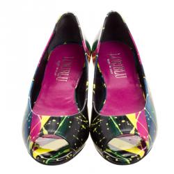 Loriblu Multicolor Printed Leather Peep Toe Flats Size 36.5