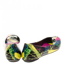 Loriblu Multicolor Printed Leather Peep Toe Flats Size 36.5
