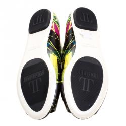 Loriblu Multicolor Printed Leather Peep Toe Flats Size 36.5