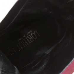 Loriblu Bordeaux Suede and Croc Embossed Leather Wedge Boots Size 36