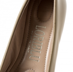 Pre Owned Loriblu Beige Patent Leather Bow Pin Detail Ballet Flats Size 37