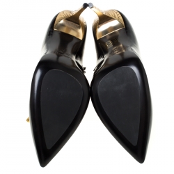 Pre Owned Loriblu Black Patent Leather Pointed Toe Lace Booties Size 39