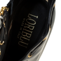 Pre Owned Loriblu Black Patent Leather Pointed Toe Lace Booties Size 39