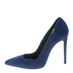 Pre Owned Loriblu Blue Suede Pointed Toe Pumps Size 38.5