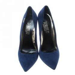 Pre Owned Loriblu Blue Suede Pointed Toe Pumps Size 38.5