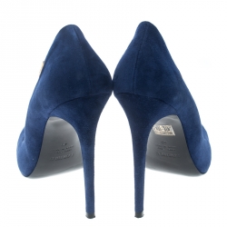 Pre Owned Loriblu Blue Suede Pointed Toe Pumps Size 38.5