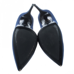 Pre Owned Loriblu Blue Suede Pointed Toe Pumps Size 38.5