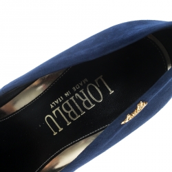 Pre Owned Loriblu Blue Suede Pointed Toe Pumps Size 38.5