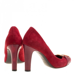 Loriblu Red Suede Round Toe Pumps Size 38.5