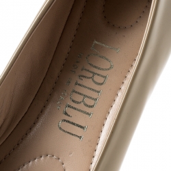 Pre Owned Loriblu Beige Patent Leather Bow Pin Detail Ballet Flats Size 39