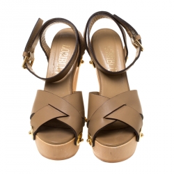 Loriblu Brown Leather Ankle Wrap Platform Sandals Size 38