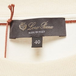 Pre Owned Loro Piana Cream Applique Cotton T-Shirt S