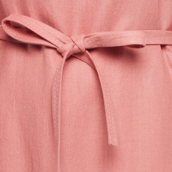 Pre Owned Loro Piana Pink Embroidered Linen Tunic Dress M