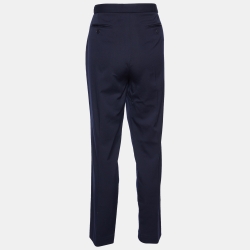 Pre Owned Loro Piana Navy Blue Wool Tapered Trousers M